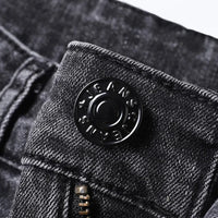 Men Casual Stretch Jeans Male 2025 New Fashion Classic Business Straight Leg Smoke Gray Work Denim Trousers Brand Clothing