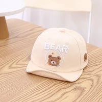 Korean Cute Baby Hat With Ears Cartoon Bear Embroidery Cotton Baseball Cap For Boys Girls Spring Summer Adjustable Kids Sun Hats