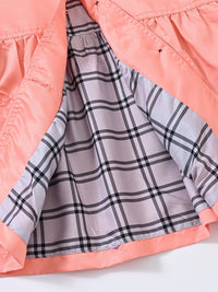 Girls Button Hooded Jacket Solid Color Outwear Mid-Length Coats With Pockets Winter