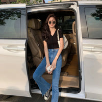 Women's Flared Jeans with Slits Bell Bottom Trousers Retro High Waist Shot Cowboy Pants for Woman Original Top Selling Baggy R Z