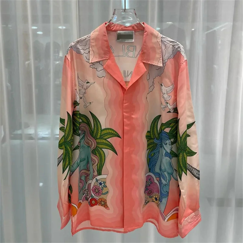 2025 men's printed T-shirt, men's and women's long sleeved shirt, 100% polyester fiber, fashionable and comfortable casual men's