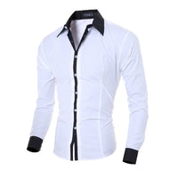 Men Long Sleeve Shirt 2025 Spring Striped Shirts Slim Fit Male Casual Social Patchwork Shirt Turn-down Collar Camisa Masculina