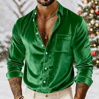 Men's Luxury Velvet Button-Down Shirt | Loose-Fit Casual Dress Shirt For Party & Daily Wear Autumn/Winter Men's Velvet Shirts