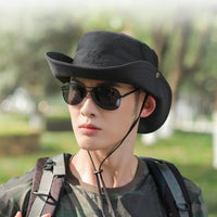 UPF 50+ Wide Brim Fisherman Hat Mesh Breathable Sun Hat for Fishing Hiking Outdoor Windproof Sunscreen Cap 56-59cm Hats for Men