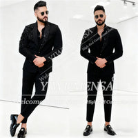 Luxury Crystals Beaded Suits Men 3 Pieces Sets Shawl Lapel Prom Blazers Customized Man Banquet Attire Groom Wedding Tuxedos 2026