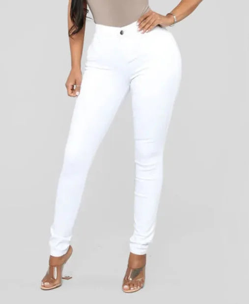 Womens Stretch High Waisted Jeans Skinny elastic Butt Lifting Jeans Slim Fit Denim Pants Ass Jeans White Blue