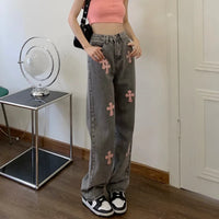 Denim Pant Women Jeans Vintage Straight Jeans Trousers Autumn Spring Fashion Female Gray Hight Waist Casual Wide Leg Jeans Pants