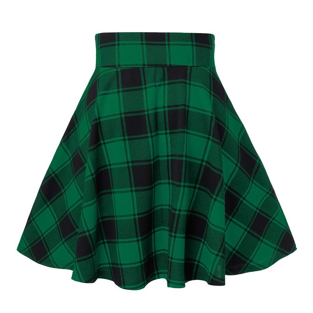 Sexy Black Checkered Women&#39;s Gothic Skirt Women Pleated Plaid Skirts