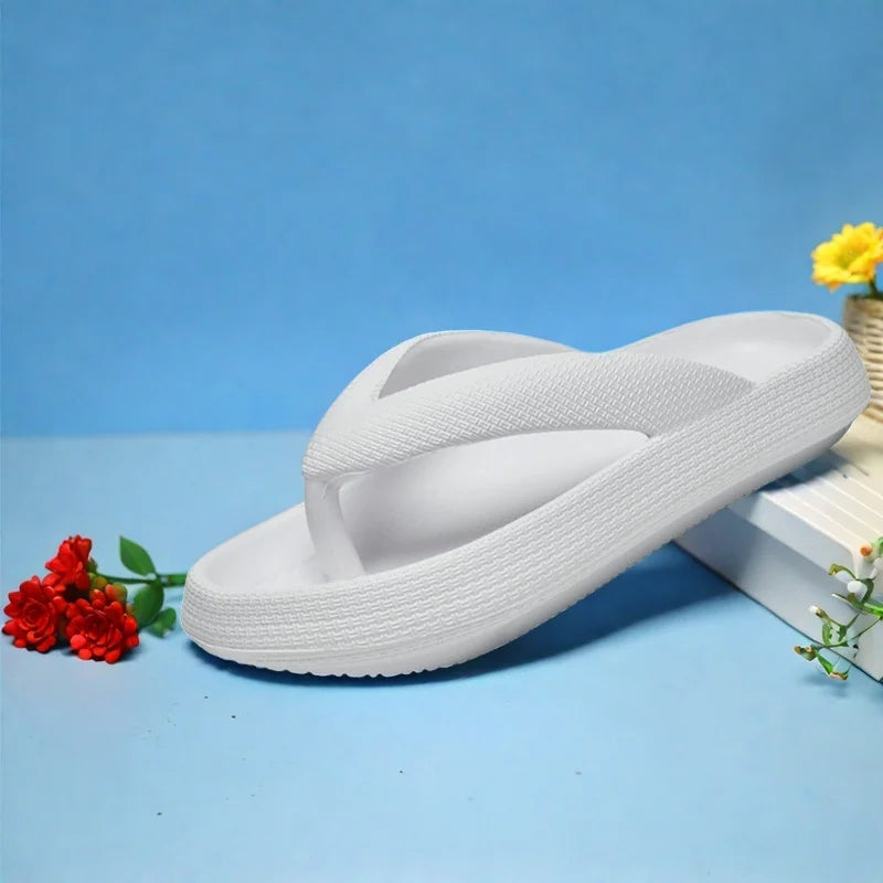 Ladies Lightweight Solid Color Sandals - Casual Indoor/Outdoor Couples Flip Flops, Comfortable Slip-On Beach Footwear