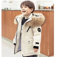 -30℃ Winter Kids Thick Warm Jacket Children Padded Plus Velvet Parkas Coat Boys Girls Fur Collar Hooded Cotton Clothes Outerwear