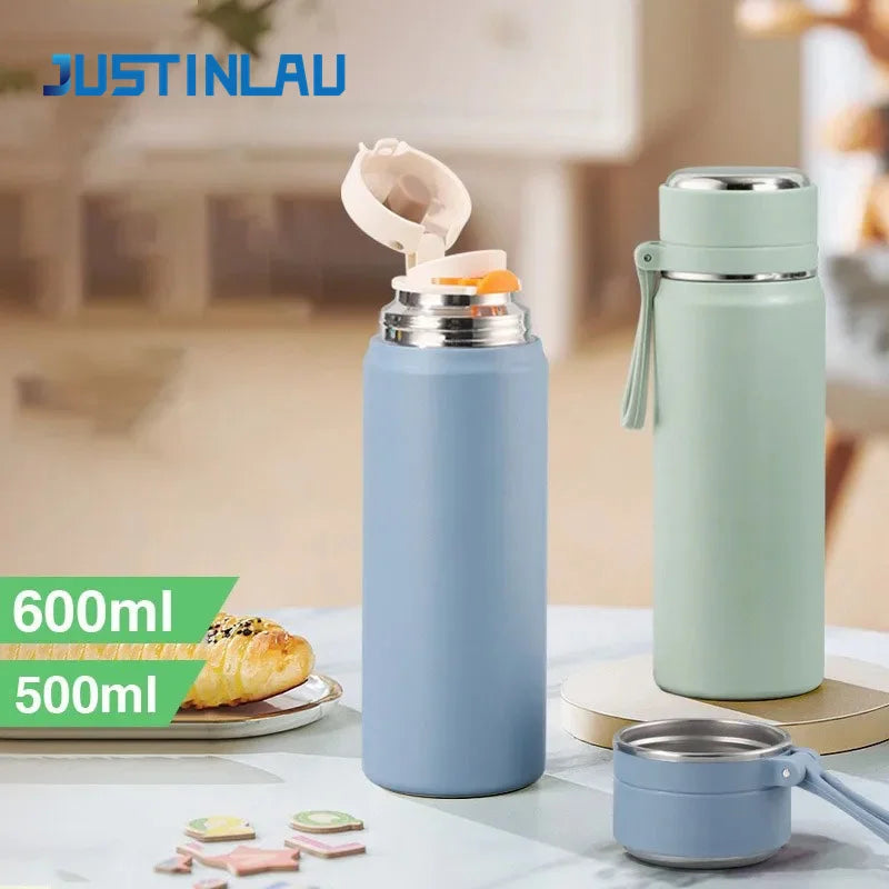 500/600ml Stainless Steel Vacuum Flask Cold&Hot Cup Thermos Cup Double Wall Car Cup Thermal Iced Travel Mug Coffee Insulated Cup