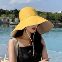 Wide Brim UPF 50+ Sun Hat Women Anti-UV Protection Hiking Fisherman Cap Fold Summer Solid Beach Hat 2023 Double sided Sun hat
