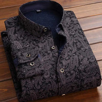 2025 Men's Autumn Winter Casual Fleece Plaid Shirt Fashion Soft Warm Turn Down Collar Long Sleeve Shirt Male High-Quality Tops