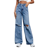 Summer Y2k Ripped Wide Leg Baggy Jeans Women 2024 Fashion High Waist New In Denim Pants Trousers Casual