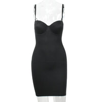 Slimming Full Length Shapewear Slips Nude Straight Tube Dress Body Shaper Women Skinny Under Dresses Underwire Cup Black