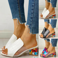 Rhinestones Sandals Women Square Heels Summer Sandals Peep Toe Ladies Multi Colors Wedge Shoes Sandalias De Verano Para Mujer