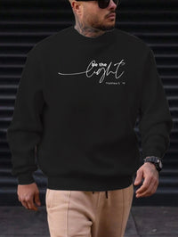 Men's Sweatshirt 2025 New Arrival Minimalist Cozy Relaxed Fit Elegant Calligraphy “Be the Light” Matthew 5:14 Quote Top