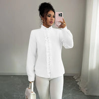 European American Elegant High-end Style Summer Long-sleeved Women's Button-down Shirts for Women Spring Summer Blouses