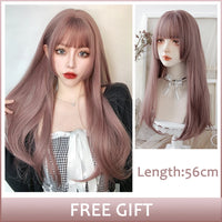LM Synthetic Black Wig with Long Ponytail Short Straight Wig Lolita Cosplay Party Harajuku Blonde Wig With Bangs for Women