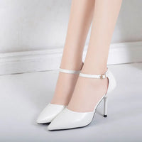 Women High Heel 6cm 8CM Pumps 2023 Spring/Autumn Black White Ankle Buckle Strap Casual Elegent Shoes Heels Women Tacones Mujer