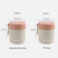 304 Stainless Steel Insulated Breakfast Cup Sealed Soup Bowl Wide Mouth Insulated-Food-Jars Porridge Cup with Spoon