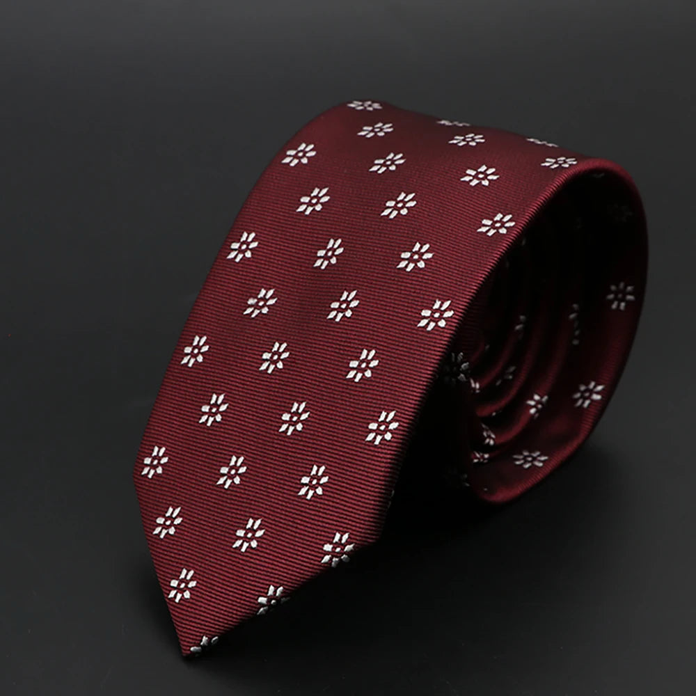 New Men Ties Solid Color Stripe Print Floral 6cm Jacquard Business Neckties Narrow Skinny Tie Wedding Prom Daily Wear Accessory