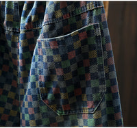 Women Casual Boyfriend Jeans New Arrival 2025 Autumn Vintage Style Plaid Pattern Loose Female Denim Harem Pants M1854