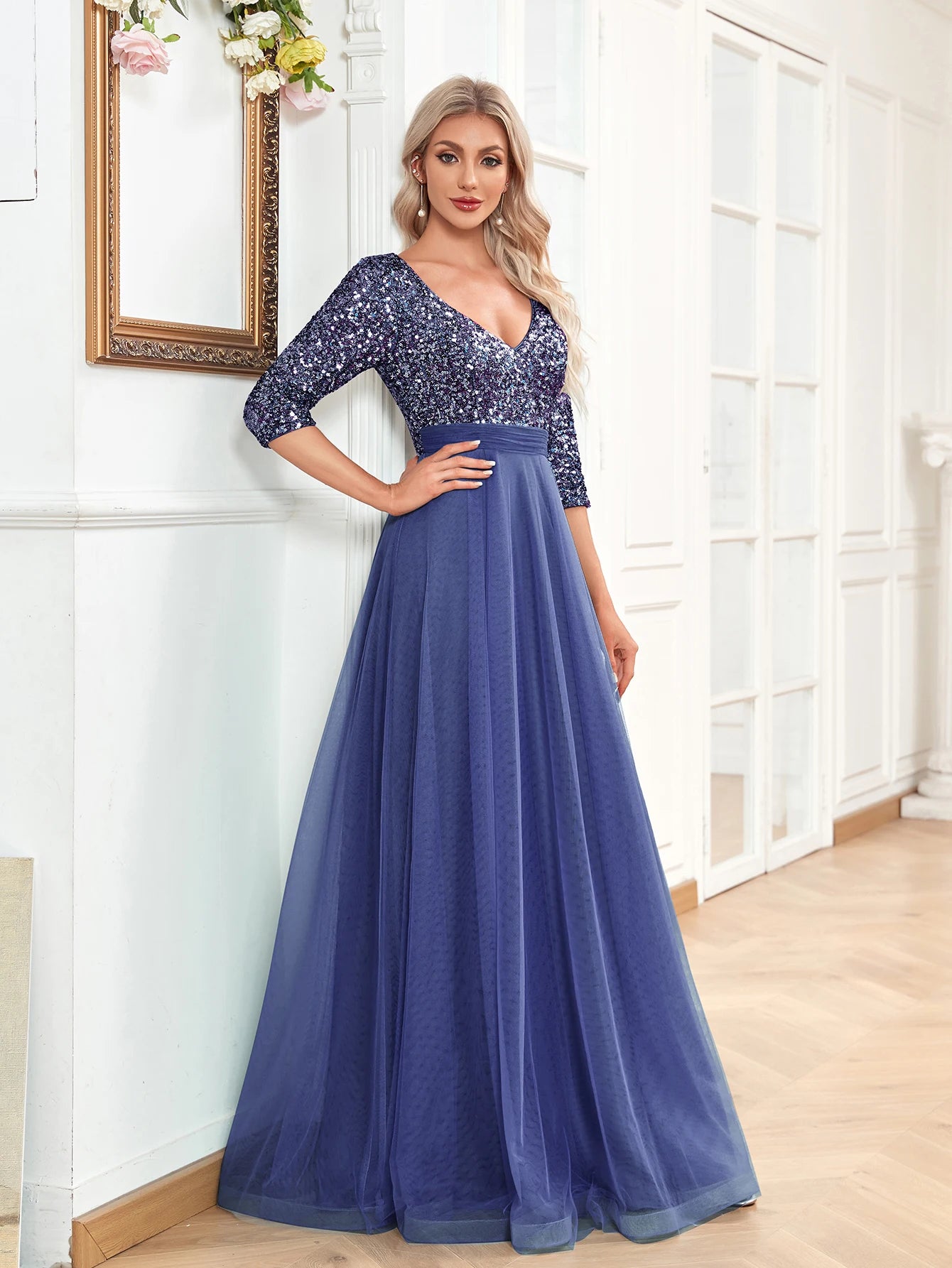 XUIBOL Elegant V-Neck Long Sequin Blue Evening Dress 2023 Women Mermai Mega Mart Center XUIBOL Elegant V-Neck Long Sequin Blue Evening Dress 2023 Women Mermai Mega Mart Center