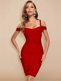 BEAUKEY 2020 Black Off Shoulder Sexy HL Bandage Dress Women Red Spaghetti Club Party Dress Maxi Runway Bodycon Vestido Celebrity