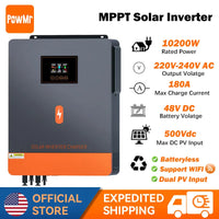 PowMr 10200W 48V Hybrid Inverter Off Grid AC 220V 180A MPPT Charger Controller Off Grid Pure Sinus Wave Solar Inverter With WIFI