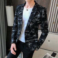 2024 Spring New Men's Suit Coat Blazer High Quality Fashion Printed Business Suit Social Banquet Slim Fit Suit Coat Men Clothing
