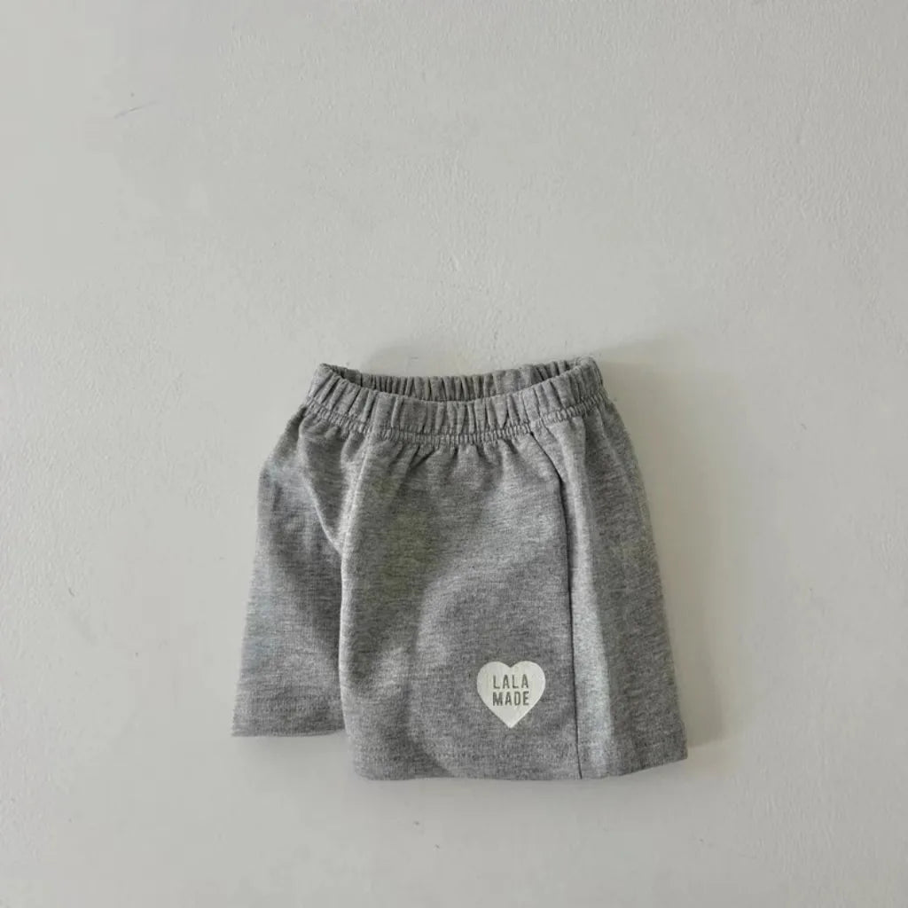 K2423 New summer boys and girls baby thin cotton elastic waist love letters casual minimalist shorts