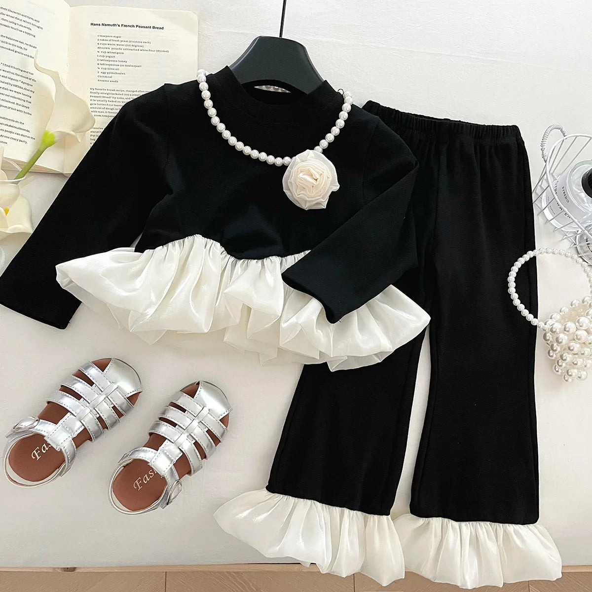 2025 Baby Girls Summer Clothing Set 3D flower ruffles T Shirts+pants,Fashion Kids Children Brithday Princess Clothes 소녀 세트