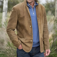 Coats Men Jackets Turn Down Collar Full Sleeve Single Breasted Jacket Regular Casual Solid Coat Open Stitch Autumn Winter