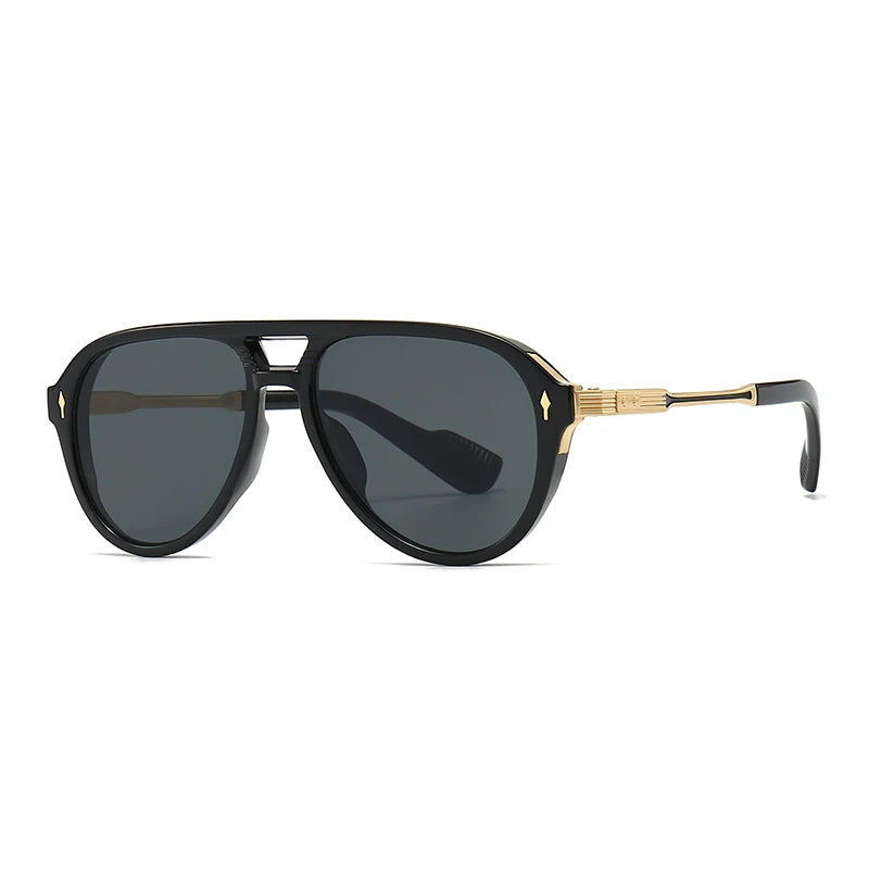 New European and American Men's Aviator Glasses Retro Double-Brorgon Square Frame Sunglasses Cross-Border Spot Wholesale