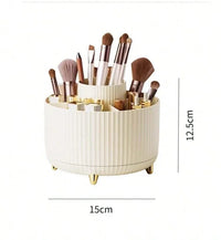 360° Rotating Makeup Organizer - 1pc Plastic Cosmetic Storage with 5 Compartments - Multi-Functional Holder for Brushes