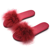 Summer Slippers New Fashion Versatile Women Shoes Comfort High-end Sexy Women Sandals Simple Retro Feather Flat Slippers Тапочки