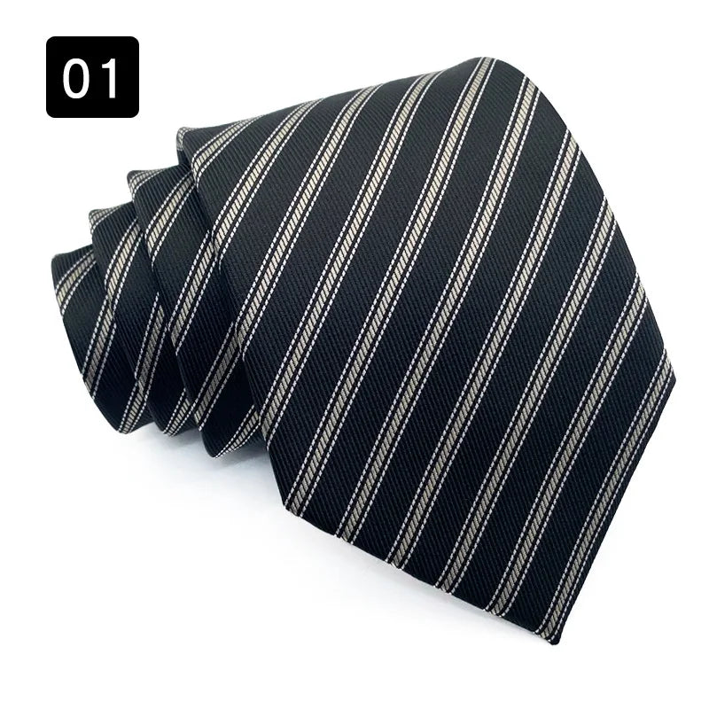 Wholesale 8CM Men's Necktie Classic Ties For Man Wedding Business Party Stripes Striped Jacquard Neck Tie Ascot Accessories