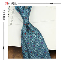 2024 New Brown Polyester Jacquard Men's Neckties 8CM Striped Dots Plaid Business Formal Neck Ties Wedding Party Suit Cravat Gift