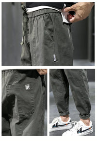 Men's Casual Jeans Pure Cotton Straight Workwear Korean Style Trendy Versatile Ties Sports Pants