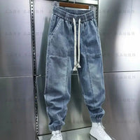Men's Jeans Fashion Casual Jogger Harem Denim Pants Hip Hop elastic waist Letter printing jeans Male Trousers 2024 spring new