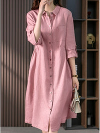 New Dresses for Women 2023 Summer Elegant French Shirt Dress Vintage LOOSE Mini Dress Office Commuting Long Robe Formal Dresses