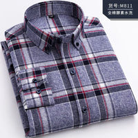Pure Cotton Men's Plaid Shirt Long Sleeve Regular Fit Men Casual Oversized Shirt Leisure Autumn Male Blouse New Plus Size