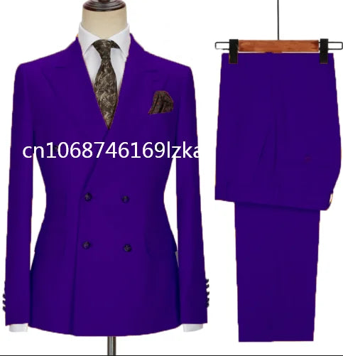 2024 New Design Double Breasted Men Suit Orange Slim Fit Peak Lapel Wedding Suits For Men Prom Blazer Groom Tuxedo Jacket Pants