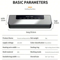 Electric Vacuum Sealer Dry/Wet Food Sealed Packaging Kitchen Food Storage Seal Built-in Cutter Knife