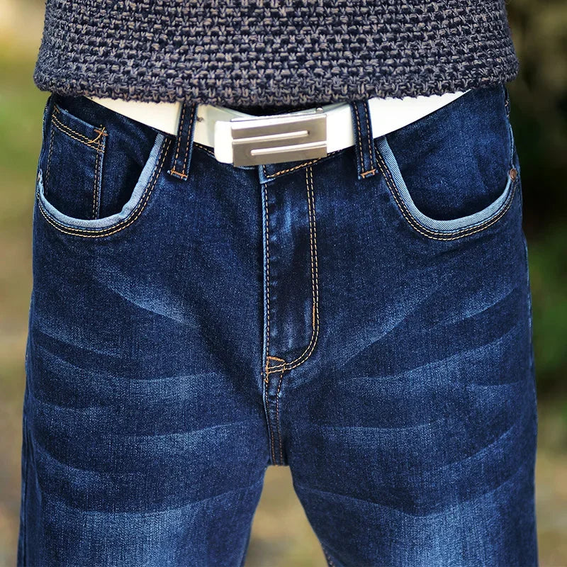 Mens Wide Leg Jeans Slightly Flared Slim Fit Famous Brand Blue Black jeans Designer Classic Male Stretch Denim pantd