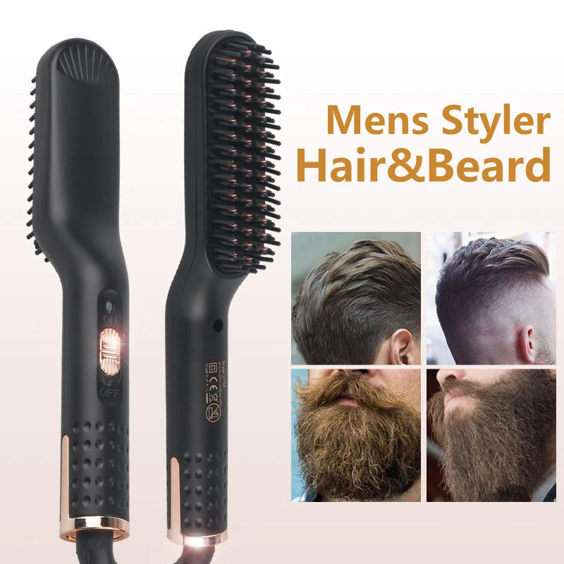 Electric Beard Heated Brush Kit Hair Straightener Straightening Men Quick Styler  Beard Comb Electric Comb For Hair