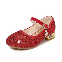 Zhongda Girls' Fashion Show Crystal Shoe New Versatile Mary Jane Fashion Sequins Walk Princess Shoe School Shoes for Kid Girls