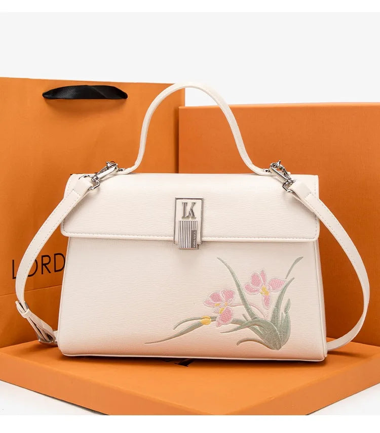 Ladies' one shoulder cross body bag soft new handbag new color contrasting embroidered cross body handbag
