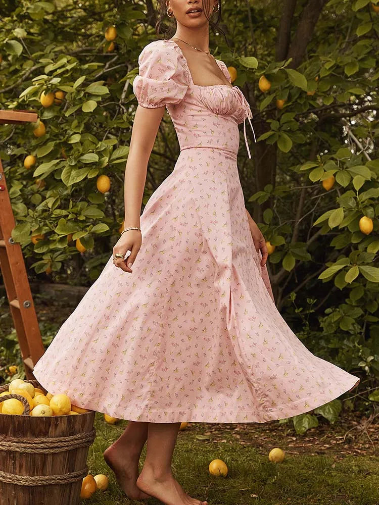 Women Floral Print Elegant A line Long Dresses Spring Summer Chic Party Maxi Dress Robe Femme Women Floral Print Elegant A line Long Dresses Spring Summer Chic Party Maxi Dress Robe Femme